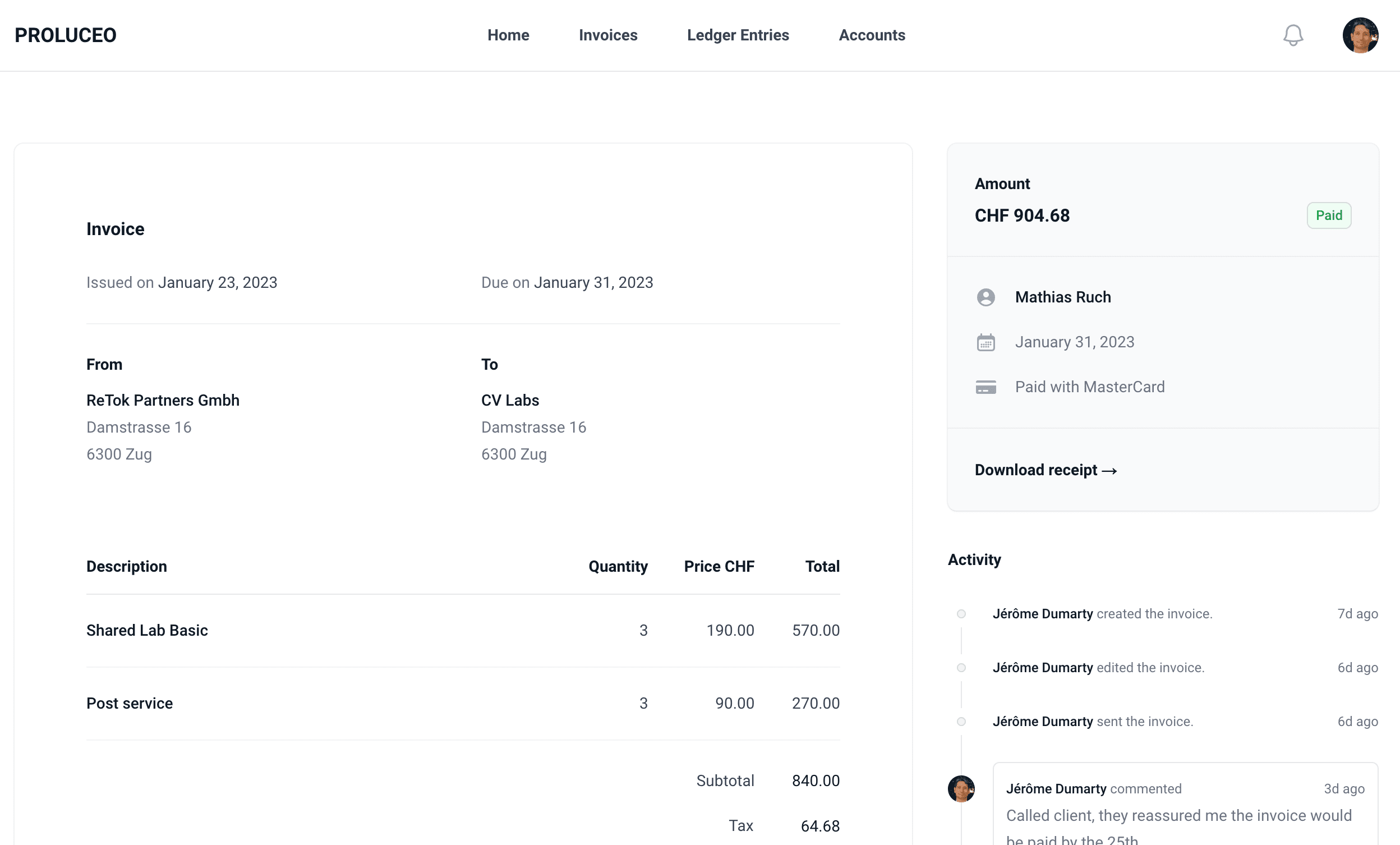 Proluceo app screenshot